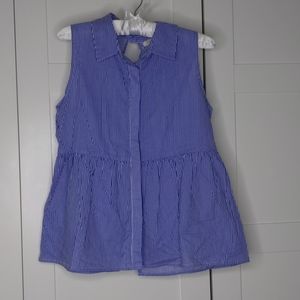 SOLD! Pinstripe Bow tie back collared Blouse!